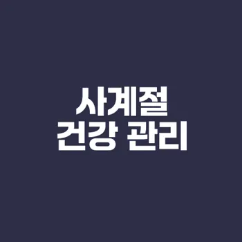 사계절 건강관리 꿀팁은 무엇인가
