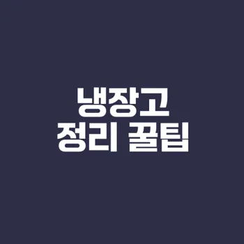 냉장고 정리 쉽게 하는 꿀팁은?
