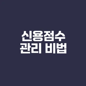 신용점수 올리기 최고의 팁은?