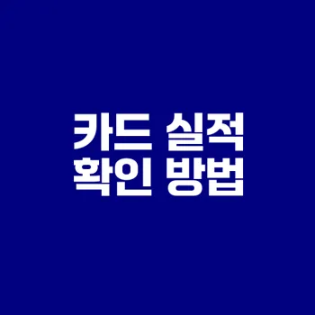 카드 실적 기준 쉽게 확인하기