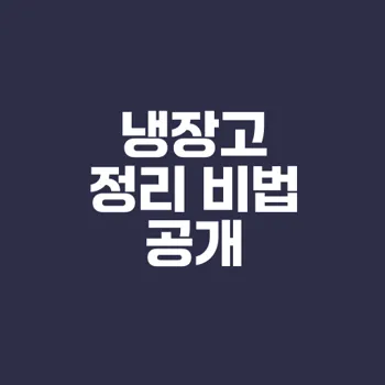 냉장고 정리로 시간 절약하고 건강 지키기