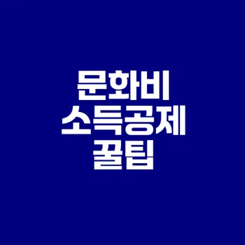 문화비 소득공제 신청법과 팁은?