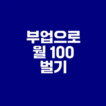 2025 부업으로 월 100 버는 방법은
