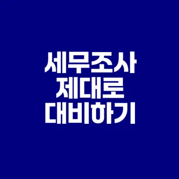 세무조사 대응법 이렇게 준비하자